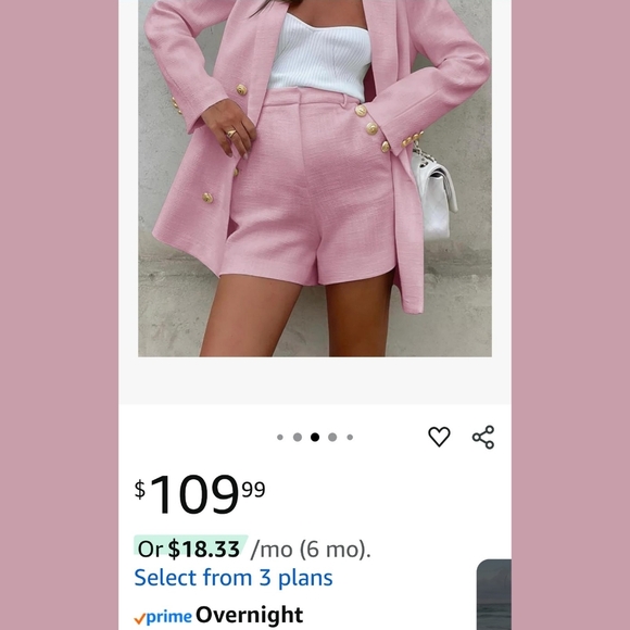 Pink Tweed Blazer & Shorts Set w/ Gold Lion Buttons – Fits Like Medium - Picture 1 of 14